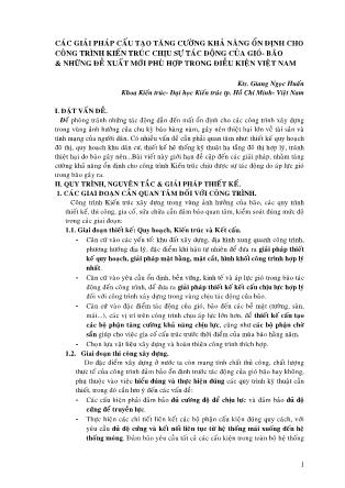 Các giải pháp cấu tạo tăng cường khả năng ổn định cho công trình kiến trúc chịu sự tác động của gió - bão và những đề xuất mới phù hợp trong điều kiện Việt Nam