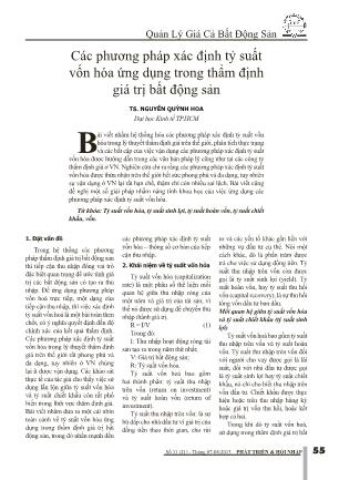 Các phương pháp xác định tỷ suất vốn hóa ứng dụng trong thẩm định giá trị bất động sản