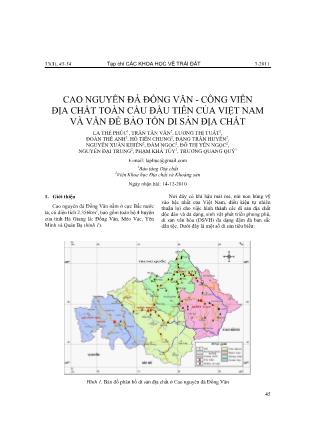 Cao nguyên đá Đồng Văn - Công viên địa chất toàn cầu đầu tiên của Việt Nam và vấn đề bảo tồn di sản địa chất
