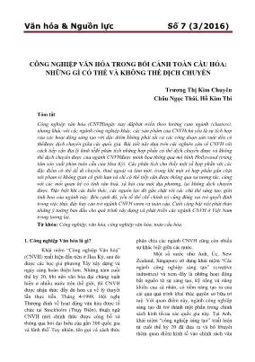 Công nghiệp văn hóa trong bối cảnh toàn cầu hóa: Những gì có thể và không thể dịch chuyển