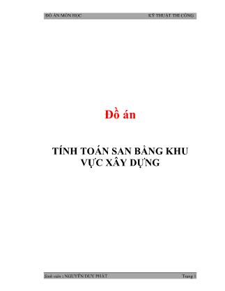 Đồ án Tính toán san bằng khu vực xây dựng