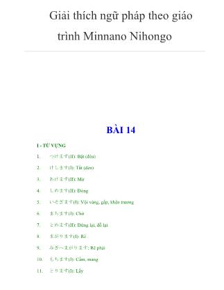 Giảo thích ngữ pháp theo giáo trình Minnano Nihongo - Bài 14