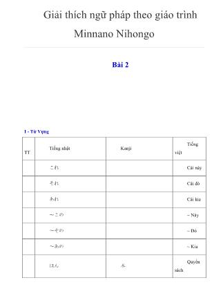 Giảo thích ngữ pháp theo giáo trình Minnano Nihongo - Bài 2