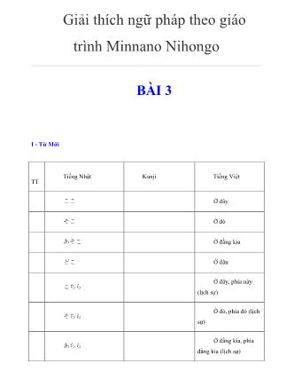 Giảo thích ngữ pháp theo giáo trình Minnano Nihongo - Bài 3