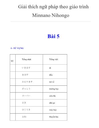 Giảo thích ngữ pháp theo giáo trình Minnano Nihongo - Bài 5