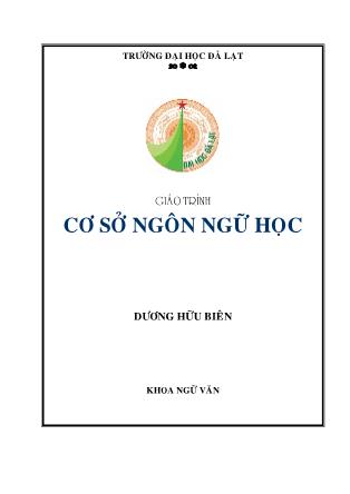 Giáo trình Cơ sở ngôn ngữ học - Dương Hữu Biên (Phần 1)