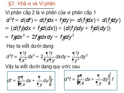 Giáo trình Giải tích hàm nhiều biến - Chương 1: Đạo hàm và vi phân (Phần 2)