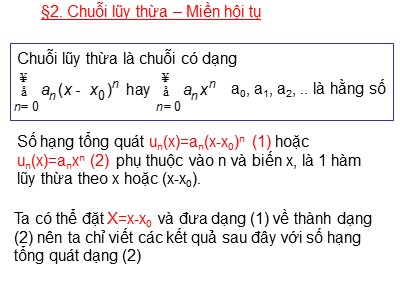 Giáo trình Giải tích hàm nhiều biến - Chương 5: Chuỗi - Bài 2: Chuỗi lũy thừa và miền hội tụ