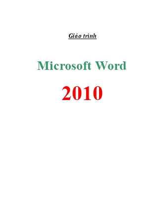 Giáo trình Microsoft Word 2010