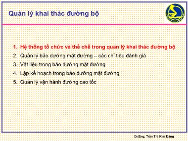 Giáo trình Quản lý khai thác đường bộ - Hệ thống tổ chức và thể chế trong quan lý khai thác đường bộ