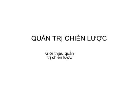 Giáo trình Quản trị chiến lược