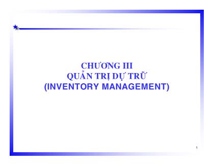 Giáo trình Quản trị logistics - Chương 3: Quản trị dữ trữ