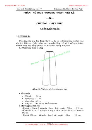 Giáo trình Thiết kế trang phục IV - Phần 2: Phương pháp thiết kế - Huỳnh Thị Kim Phiến