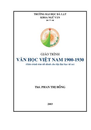 Giáo trình tóm tắt Văn học Việt Nam 1900-1930 - Phan Thị Hồng (Phần 1)