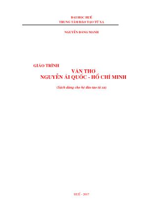 Giáo trình Văn thơ Nguyễn ái Quốc - Hồ Chí Minh (Phần 1)