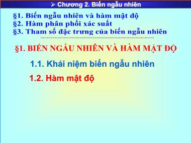 Giáo trình Xác suất và thống kê - Chương 2: Biễn ngẫu nhiên