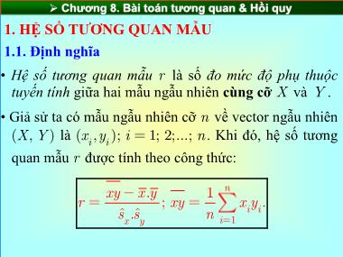 Giáo trình Xác suất và thống kê - Chương 8: Bài toán tương quan và hồi quy