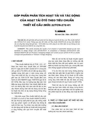 Góp phần phân tích hoạt tải và tác động của hoạt tải ôtô theo tiêu chuẩn thiết kế cầu (mới) 22TCN-272-01