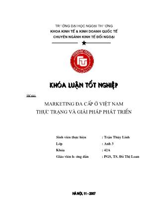 Khóa luận Marketing đa cấp ở Việt Nam thực trạng và giải pháp phát triển