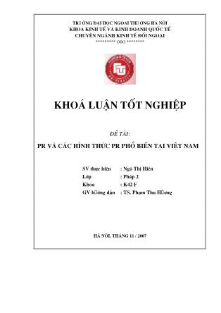 Khóa luận Pr và các hình thức Pr phổ biến tại Việt Nam