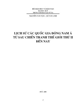 Lịch sử các quốc gia Đông Nam Á từ sau chiến tranh thế giới thứ II đến nay (Phần 1)