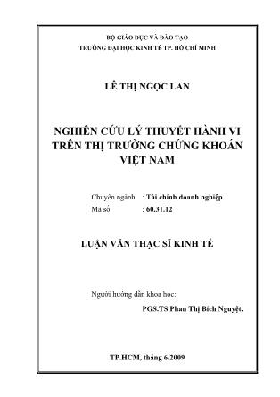 Luận văn Nghiên cứu lý thuyết tài chính hành vi trên thị trường chứng khoán Việt Nam