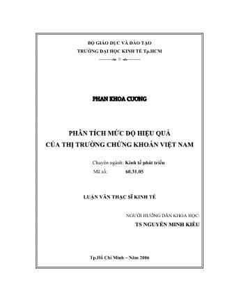 Luận văn Phân tích mức độ hiệu quả của thị trường chứng khoán Việt Nam