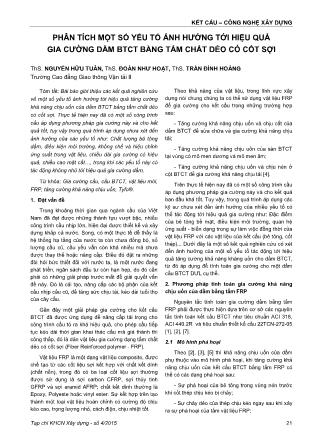 Phân tích một số yếu tố ảnh hưởng tới hiệu quả gia cường dầm BTCT bằng tấm chất dẻo có cốt sợi