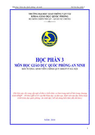 Tài liệu học phần 3 Giáo dục Quốc phòng - An ninh