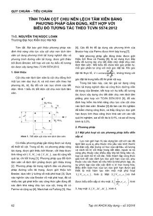 Tính toán cột chịu nén lệch tâm xiên bằng phương pháp gần đúng, kết hợp với biểu đồ tương tác theo TCVN 5574:2012