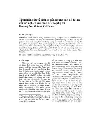 Từ nghiên cứu về sinh kế đến những vấn đề đặt ra đối với nghiên cứu sinh kế của phụ nữ làm mẹ đơn thân ở Việt Nam