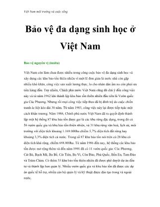 Việt Nam môi trường và cuộc sống - Bảo vệ đa dạng sinh học ở Việt Nam