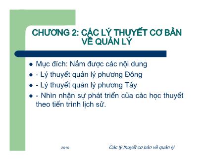 Bài giảng Các lý thuyết cơ bản về quản lý