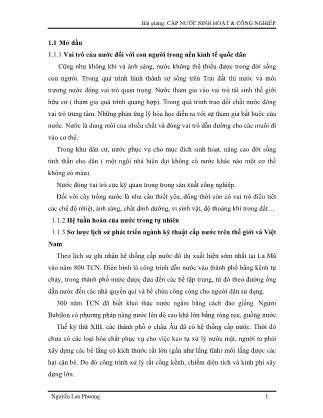 Bài giảng Cấp nước sinh hoạt và công nghiêp