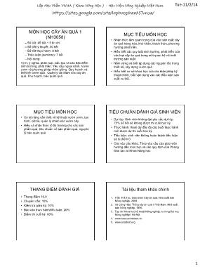 Bài giảng Cây ăn quả 1 - Chương 1: Mở đầu - Đoàn Văn Lư
