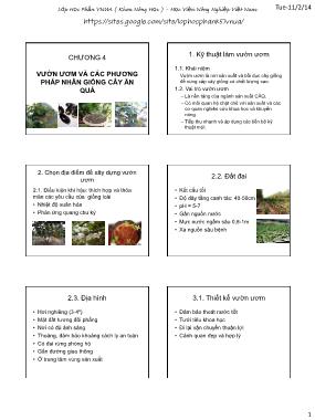 Bài giảng Cây ăn quả 1 - Chương 4: Vườn ươm và các phương pháp nhân giống cây ăn quả - Đoàn Văn Lư
