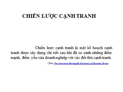 Bài giảng Chiến lược cạnh tranh