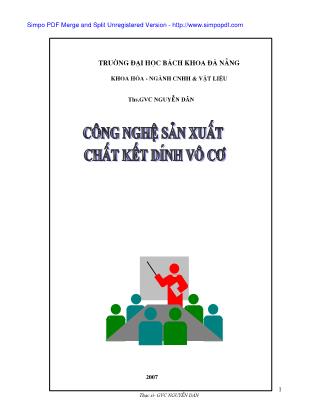 Bài giảng Công nghệ sản xuất chất kết dính vô cơ - Nguyễn Dân