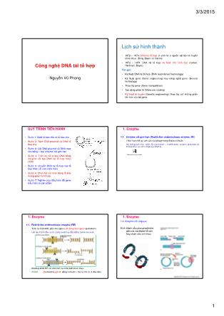 Bài giảng Công nghệ sinh học - Công nghệ DNA tái tổ hợp - Nguyễn Vũ Phong