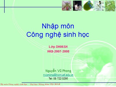 Bài giảng Công nghệ sinh học - Nguyễn Vũ Phong