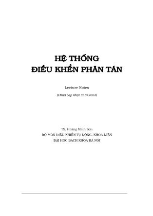 Bài giảng Hệ thống điều khiển phân tán - Hoàng Minh Sơn