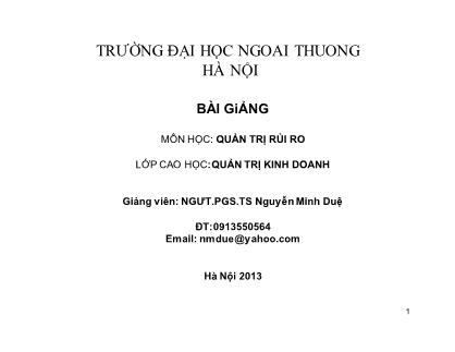 Bài giảng học phần Quản trị rủi ro - Nguyễn Minh Duệ