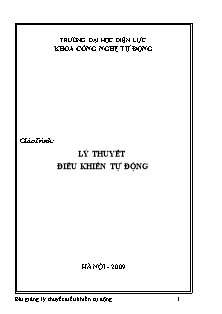 Bài giảng Lý thuyết điều khiện tự động