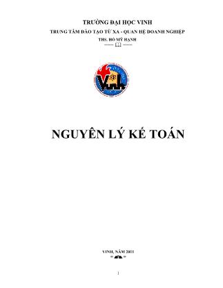 Bài giảng Nguyên lý kế toán - Hồ Mỹ Hạnh (Phần 1)