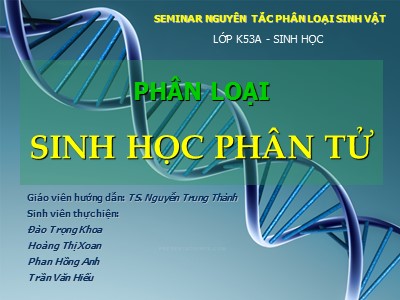 Bài giảng Phân loại sinh học phân tử