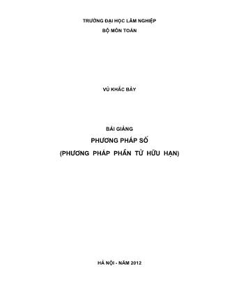 Bài giảng Phương pháp số (Phương pháp phần tử hữu hạn) - Vũ Khắc Bảy