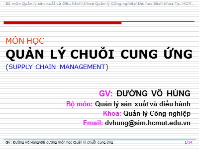 Bài giảng Quản lý chuỗi cung ứng - Đường Võ Hùng