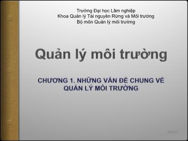 Bài giảng Quản lý môi trường - Chương 1 đến 4