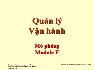 Bài giảng Quản lý vận hành - Module F: Mô phỏng