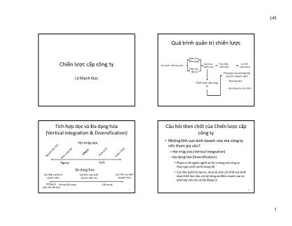 Bài giảng Quản trị chiến lược - Chiến lược cấp công ty - Lê Mạnh Đức